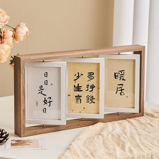 创意6寸7寸木质双面旋转相框摆台相架多张六寸七寸三联组合照片墙