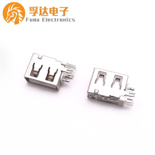 usb2 0母座侧插 USB母座短体10.0鱼叉脚插板O型脚直边usb 2.0母座