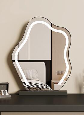 化妆镜台式桌面带灯网红云朵镜LED灯补光美妆镜法式梳妆台镜子大