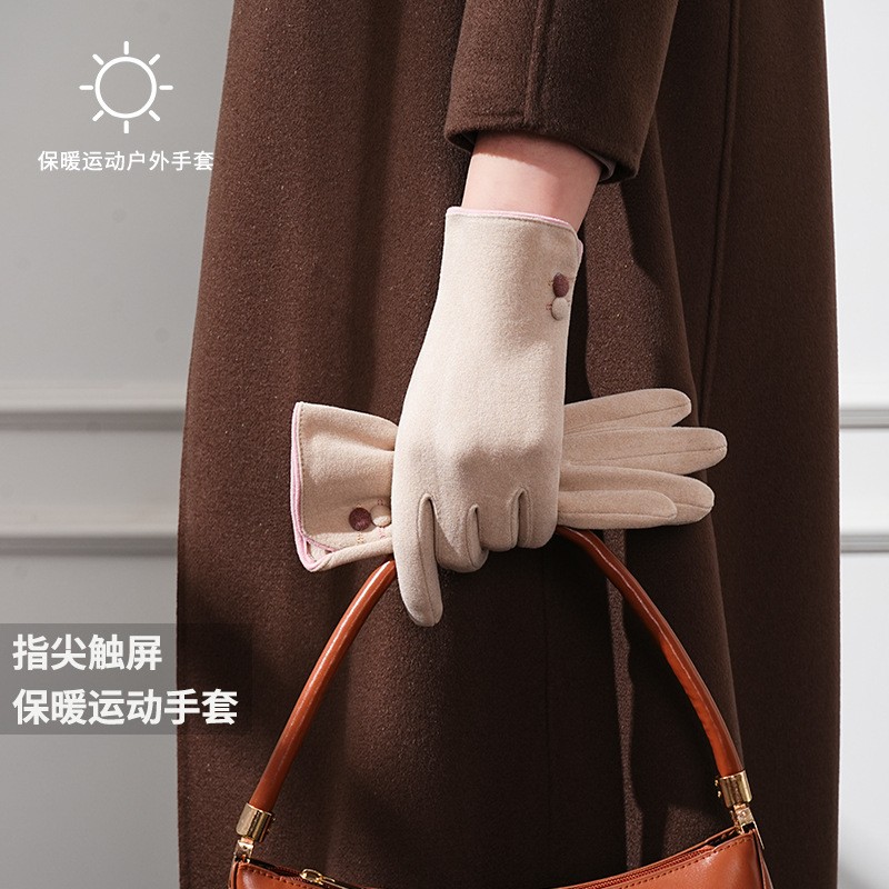 德绒保暖手套女士春秋单层
