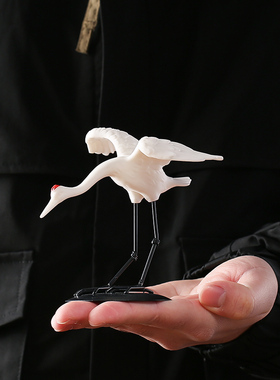 仿真仙鹤摆件丹顶鹤陶瓷动物创意客厅流水假山水池景观造景装饰品