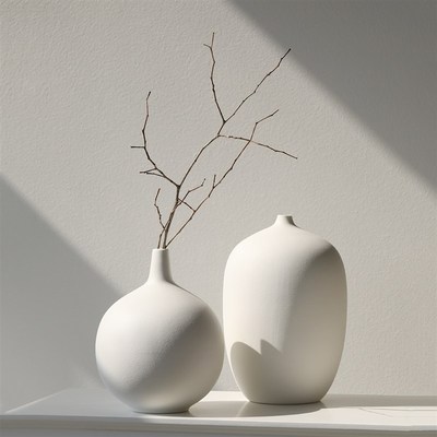 中式陶瓷花瓶摆件客厅插花u轻奢高级感小口径大肚子小众干花复古