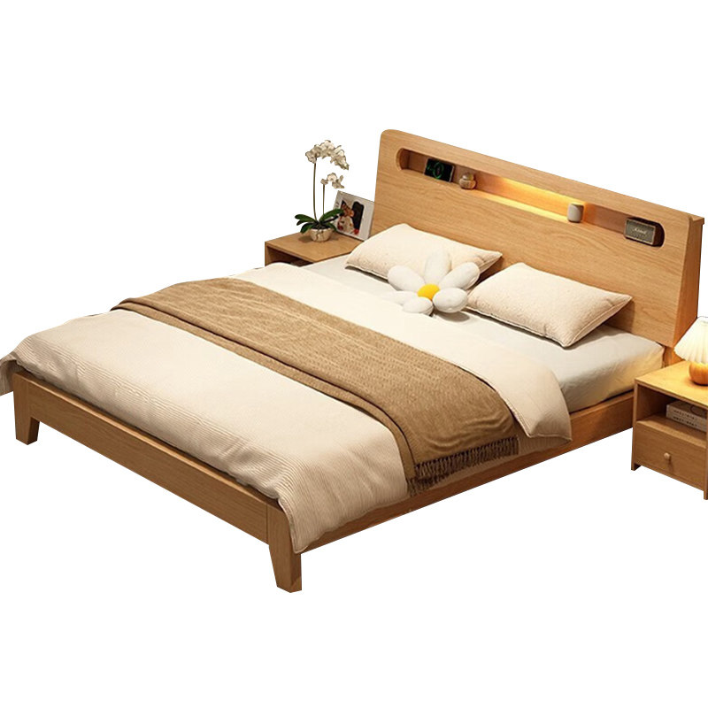 实木床现代简约1.5m家用双人床主卧1.8m大床经济型榻榻米单人床架