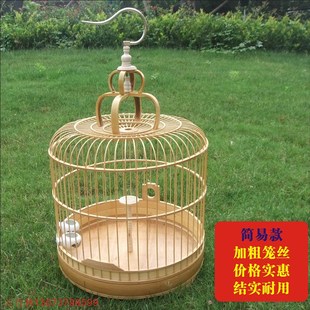花花百灵鸟笼云雀小沙百灵凤头百灵遛鸟笼子竹制鸟笼手工超大装饰