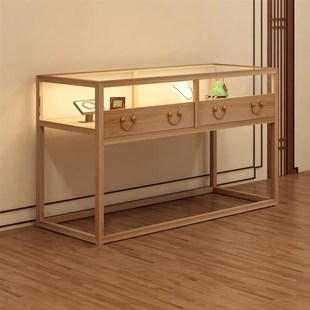 新中式实木珠宝展示柜玻璃展柜玉器首饰精品货架陈列柜中岛台壁柜