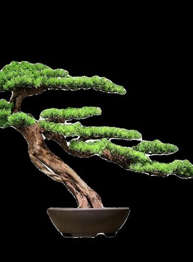 仿真迎客松盆景酒店办公室玄关桌罗汉松摆件客厅电视柜家居装饰品