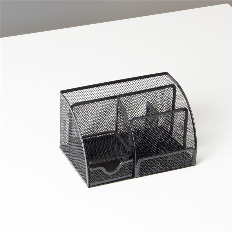 7格简易桌面多功能金属铁艺办杂物办公用品收纳网状学生加深笔筒