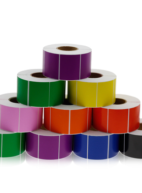 彩色铜版纸不干胶条码打印贴纸热转印铜J板红黄蓝绿色标签定制定