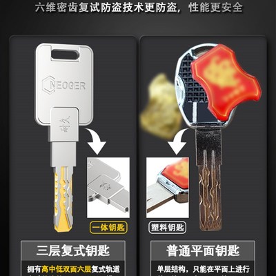 【耐久】六维复合轨道锁芯防盗门锁芯超C级锁芯通用型家用锁心