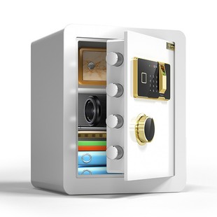 电子密码指纹收纳箱带锁家用钱箱子文件保管箱小型保险储物箱防盗