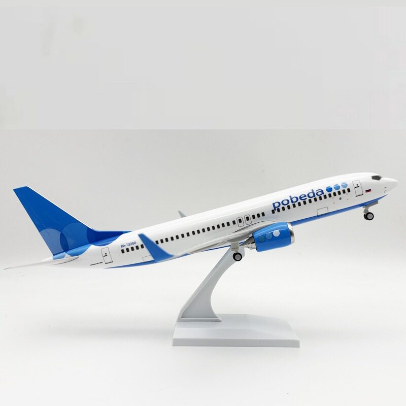 30CM飞机模型 胜利号737 俄罗斯胜利号B737民航客机带灯带轮子摆