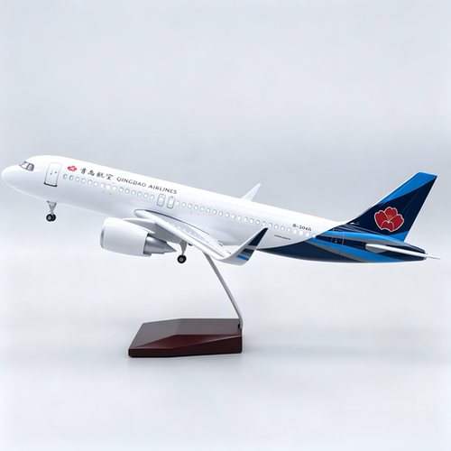 47CM青岛航空A320neo仿真民航客机飞机模型空客A320带灯收藏摆件