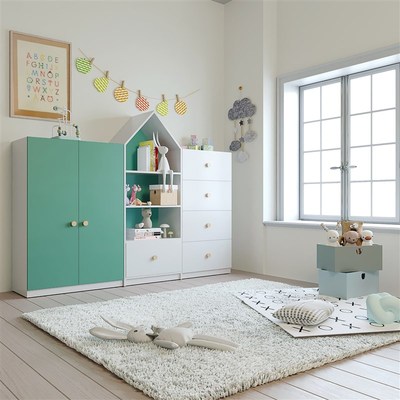 可比熊儿童衣柜实木书架简约现代经济型斗柜简易衣橱卧室收纳柜