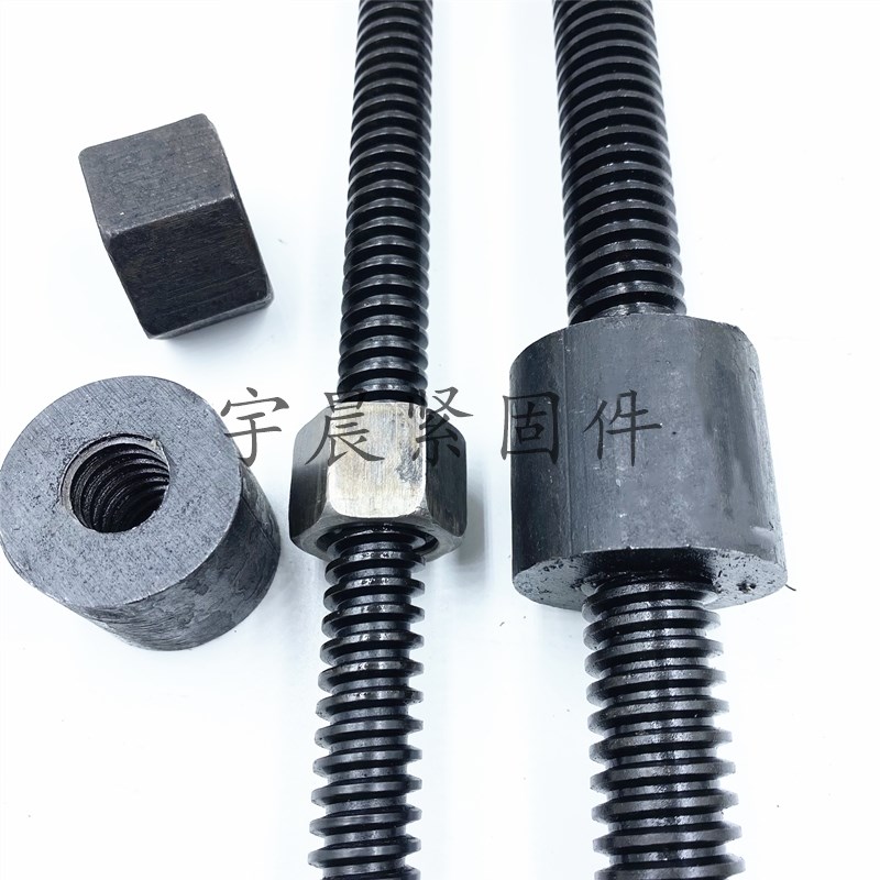 45#钢梯形扣丝杆 定制圆螺母B螺杆套装T型丝杠方牙粗牙正丝反丝