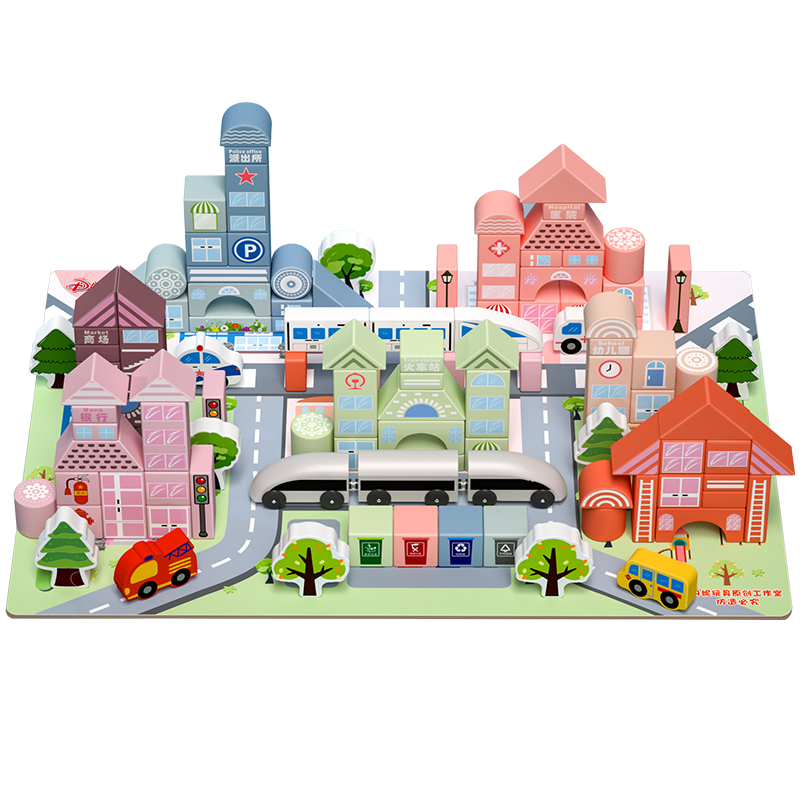 大颗粒积木幼儿童益智玩具1婴儿宝宝2岁3男孩6拼装女孩木头质