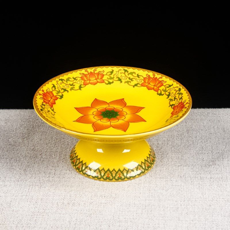 供果果盘家用寺庙陶瓷贡盘财神爷上供盘佛堂前供佛的盘子全套