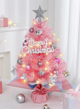 2024新款迷你圣诞树套餐45cm/60cm粉色蓝色桌面摆件圣诞节装饰品
