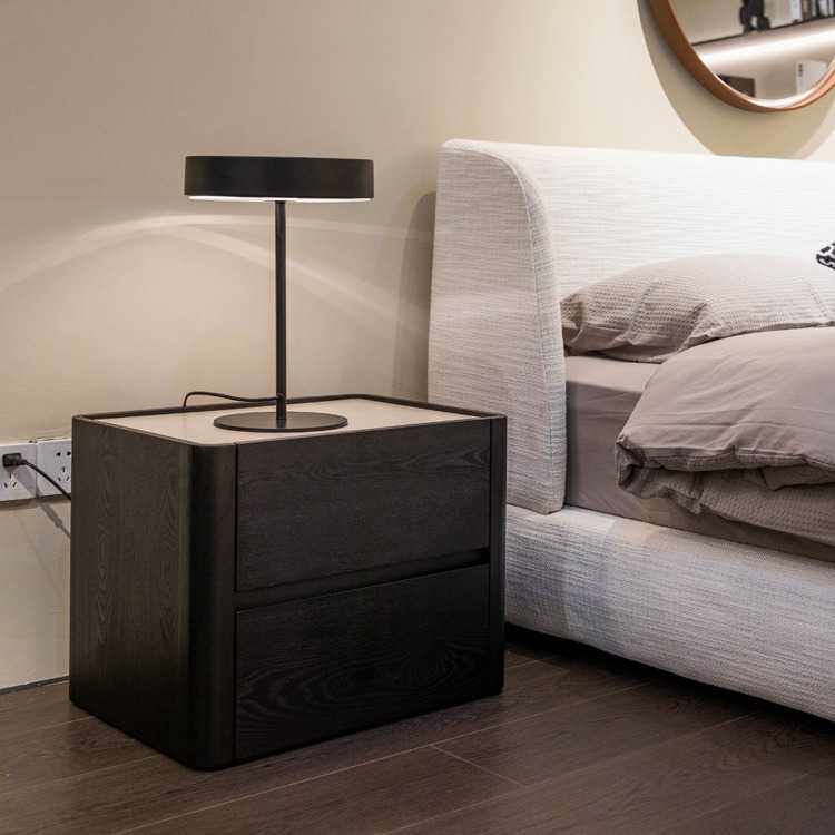 意式极简方形床头柜实木烤漆储物柜现代简约卧室轻奢广东佛山斗柜