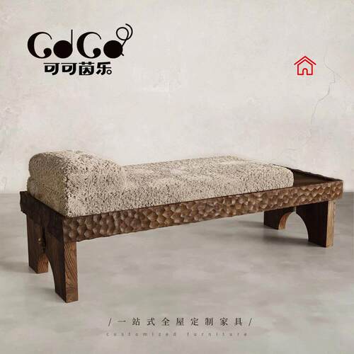 极简实木客厅沙发凳边凳卧室别墅复古床尾凳家用门厅入户换鞋凳子