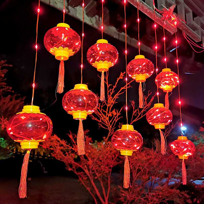 LED皮线灯串新款红灯笼窗帘灯新年装饰灯低压带闪皮线窗帘灯