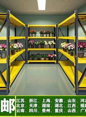 黑黄色轻型货架仓储多层中型仓库货架电商驿站储物架快递货架