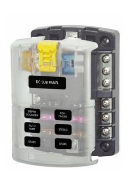 房车游艇拖车 6路汽车保险丝盒带黄色锁扣透明盖 DC32V