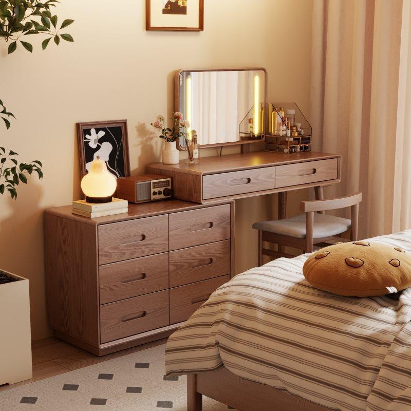 斗柜梳妆台一体卧室简约现代主卧化妆台书桌床头柜床尾化妆桌实木