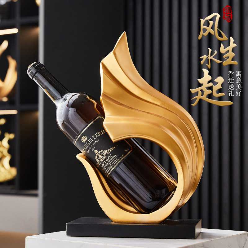 轻奢艺术风生水起红酒架实用桌面摆件餐桌酒柜电视柜装饰乔迁礼品图片
