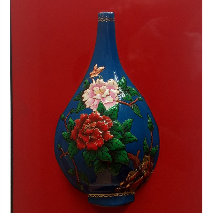 传统复古漆器高堆漆画工艺品花瓶挂画手绘描金彩绘背景墙装饰壁画