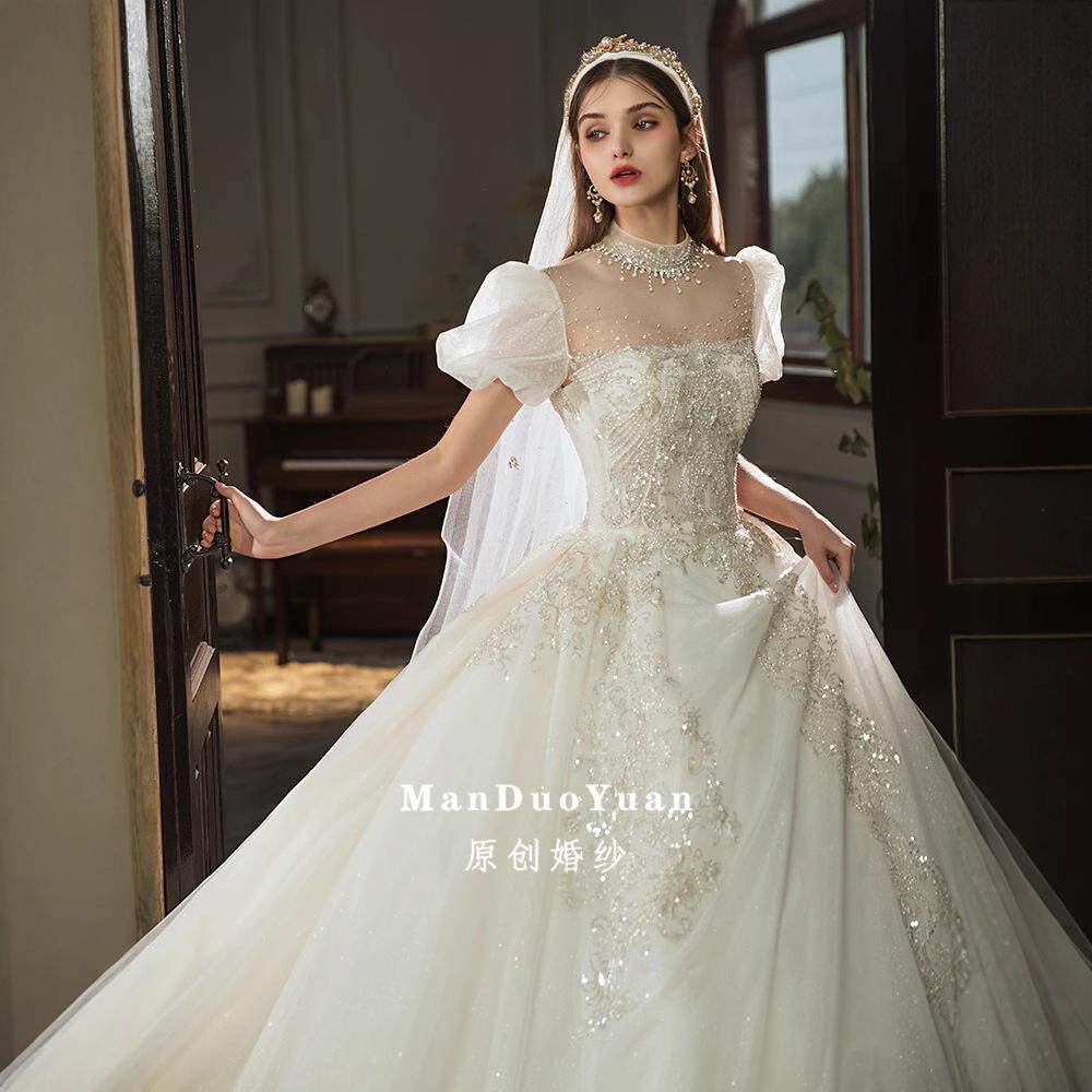 高端婚纱2025新款新娘欧式主婚纱小个子拖尾重工奢华女显瘦高级感