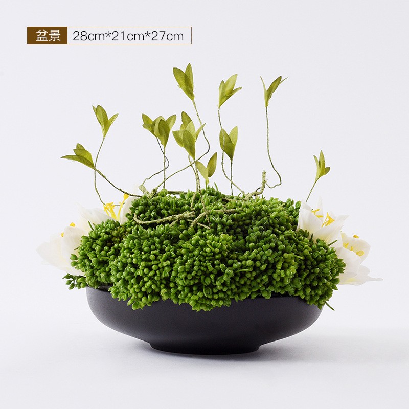 艺贝子新中式仿真盆景绿植餐桌客厅茶几酒店家居玄关软装饰品花艺