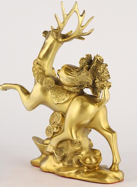 厂家 铜梅花鹿摆件工艺品高升家居办公室装饰品一路发财酒柜