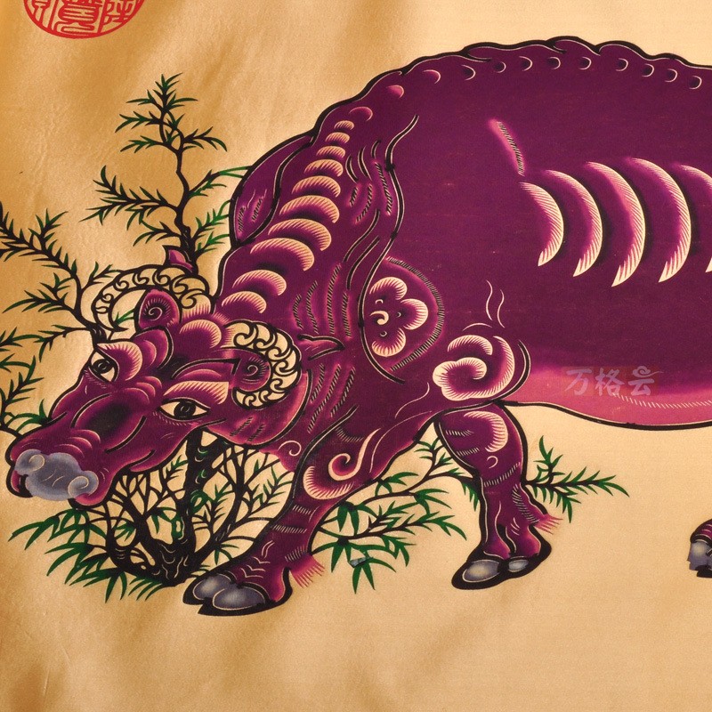 厂家供应 蔚县剪纸画大幅窗花 五牛图 民间手工艺品外事出画礼品