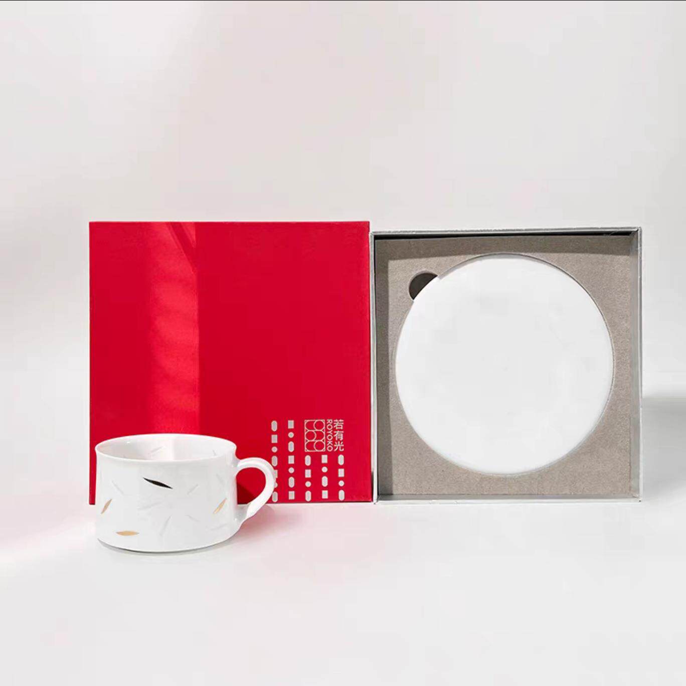 若有光玲珑瓷轻奢咖啡杯子高档精致下午茶茶具高颜值咖啡杯垫套装