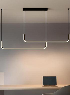 创意餐厅led吊灯极简长条饭厅灯北欧现代简约餐桌吧台宽压灯