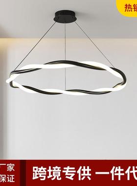 现代创意客厅吊灯家用房间装饰圆圈led灯具设计师简约餐厅卧室灯