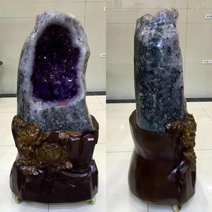 巴西紫晶洞钱袋子紫水晶洞消磁聚宝盆外皮抛光打磨原石无水泥