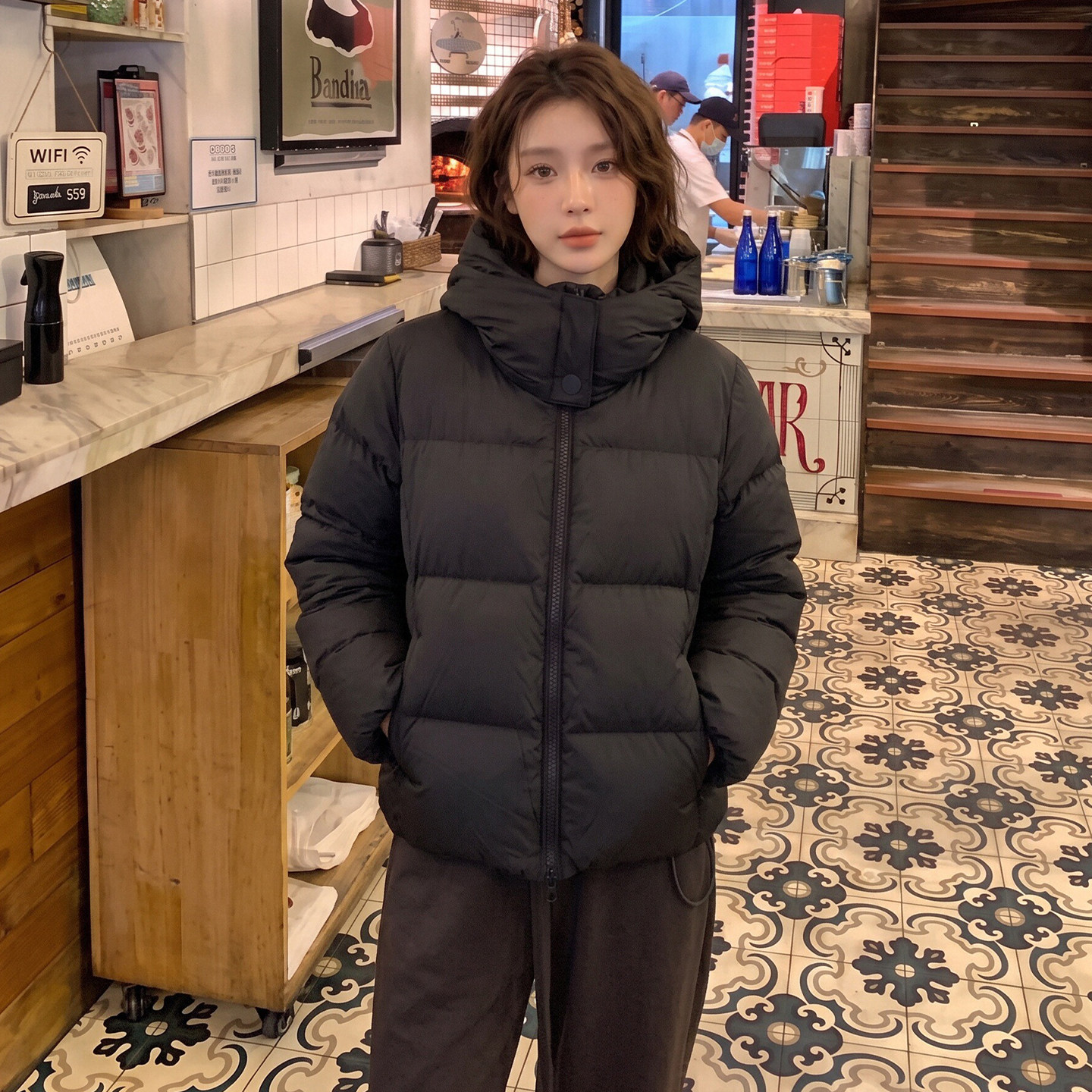 SIYU斯羽 90白鸭绒女黑色短款26冬新款零压泡芙宽松显瘦羽绒服女