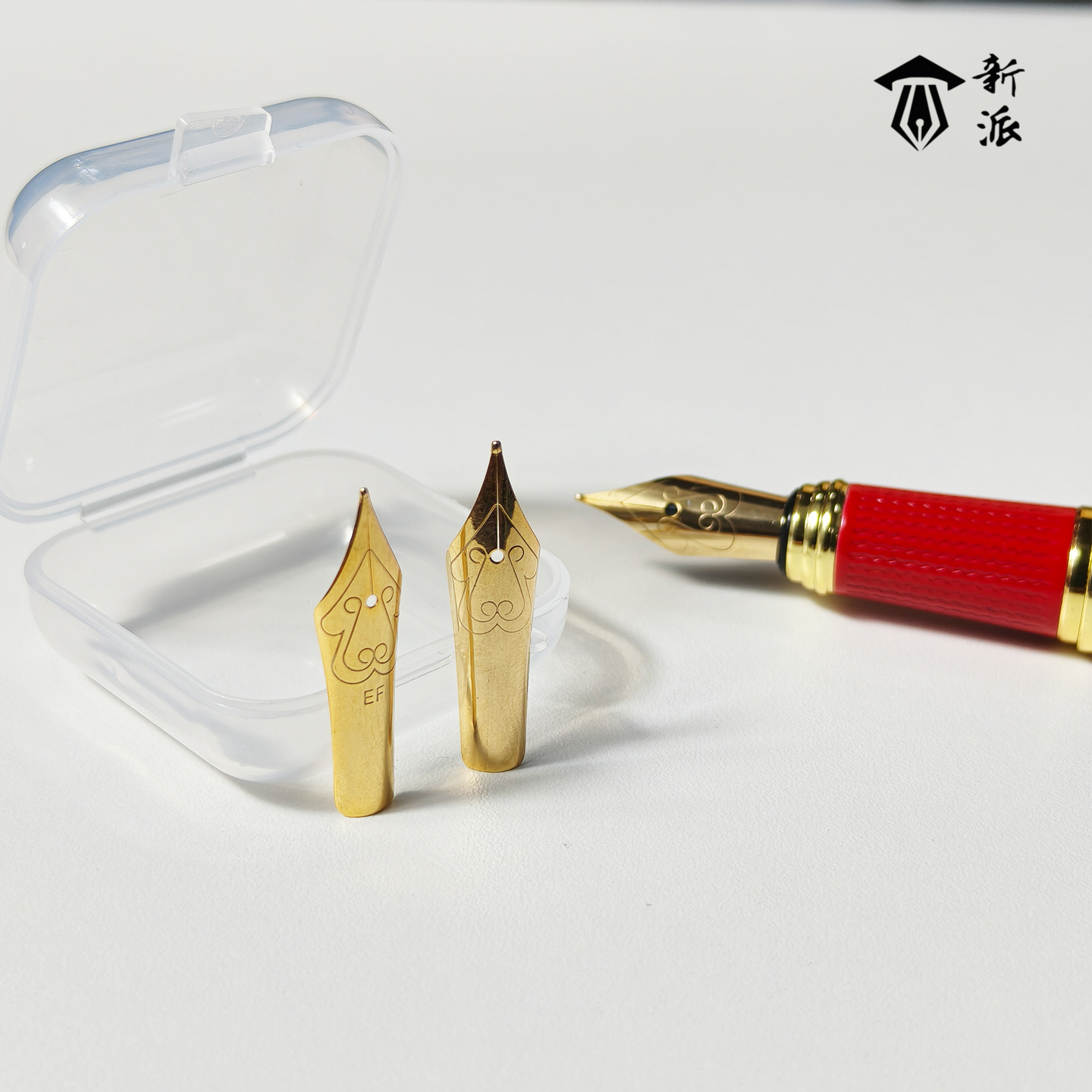 新派钢笔笔尖镀金尖大明尖26mm长