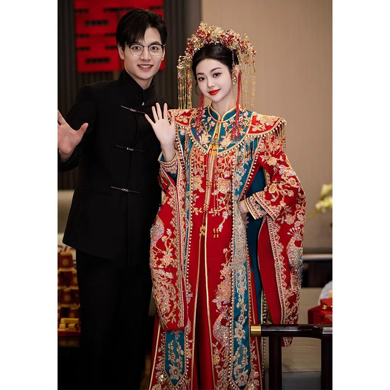 金玉儿奢华秀禾服婚服2026新款重工中式新娘服龙凤褂嫁衣凤冠霞帔
