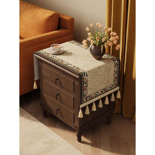 ?美式复古Fh(b*&aq头柜防罩盖布20床箱2尘6新款家用洗衣机冰顶部