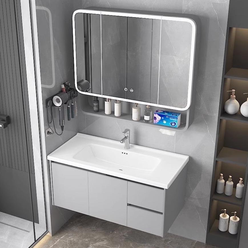 加厚全铝浴室柜组合太空铝蜂窝洗脸盆柜洗手盆抽屉式柜陶瓷一体盆