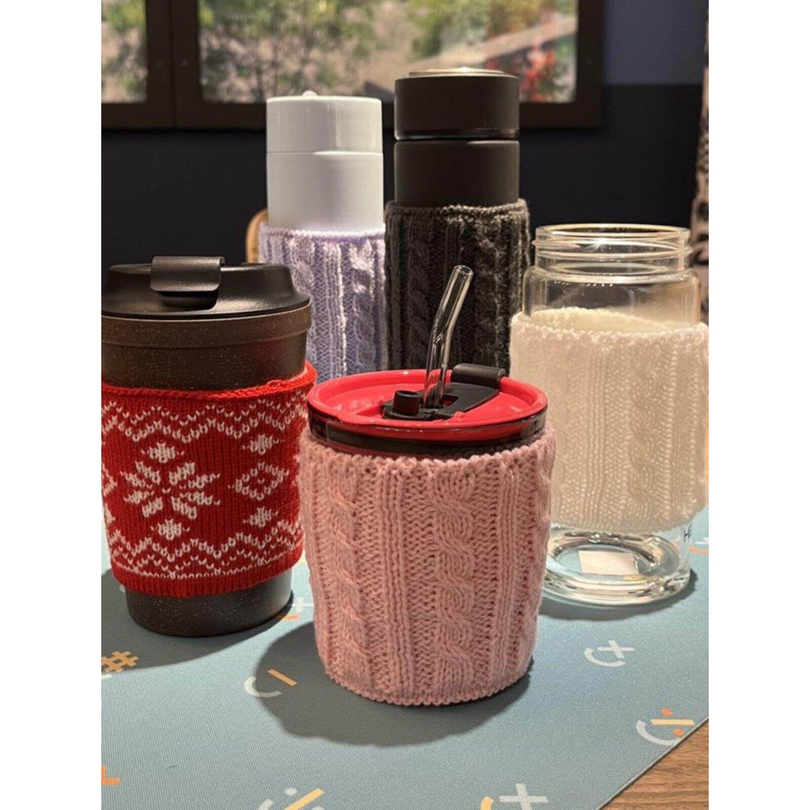 隔热隔冷咖啡杯杯套毛线杯套茶杯马克杯钩织套麻花线针织套