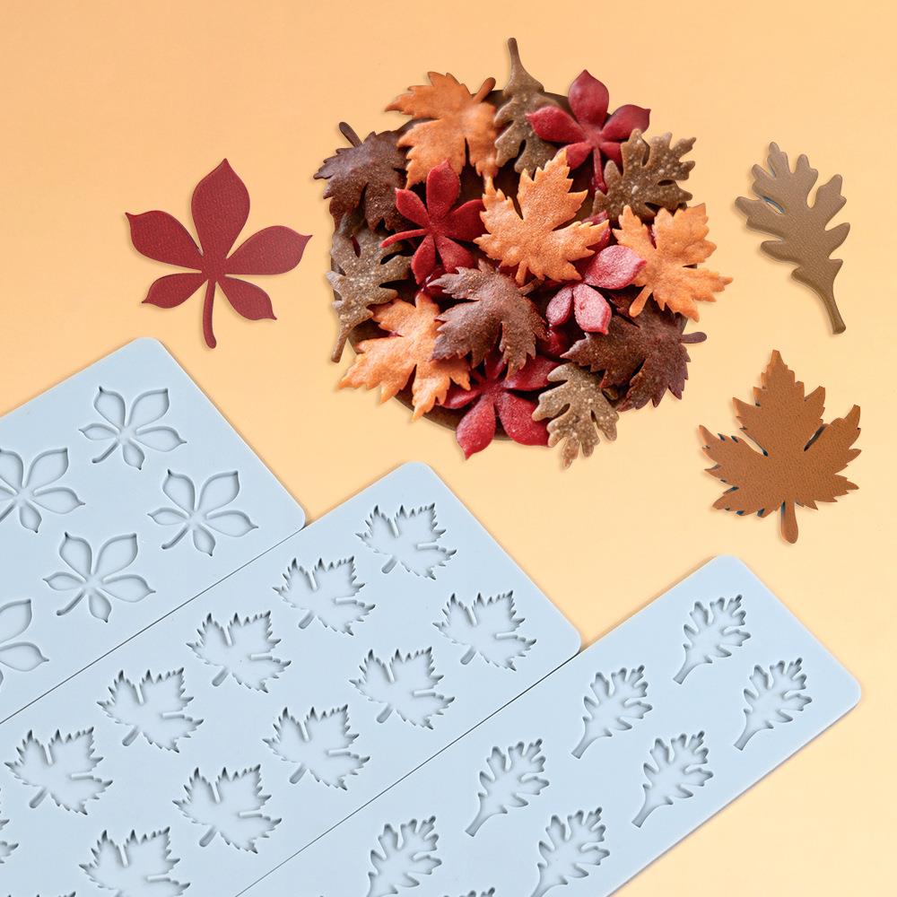 盘式麦穗硅胶模具 枫叶树叶翻糖蕾丝垫鱼骨分子料理脆片蛋糕模具