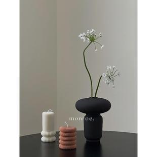 梦鹿工作室简约灰黑色磨砂手感陶瓷花器素雅桌面装饰水培插花摆件