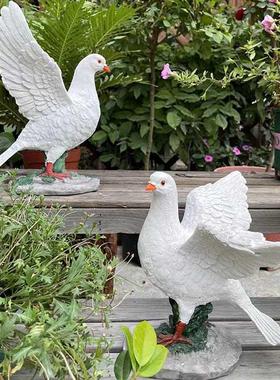庭院仿真鸽子摆件房顶创意白鸽模型草坪装饰品假鸟雕塑拍摄道具