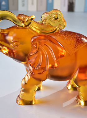 客厅家居桌面装饰品搬新家乔迁礼物琉璃大象摆件中式风格摆件手工