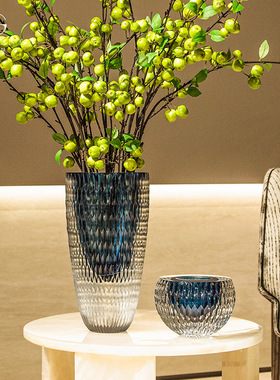 晶淳 重磅加厚水晶琉璃蓝色个性创意高级客厅装饰摆件 现代极简