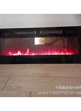 新品50寸超薄8cm厚双风机配置仿真火焰加热电壁炉取暖器fireplace