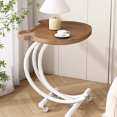 奶油风床头柜带轮小推车小边几置物架卧室边柜客厅可移动沙发角几